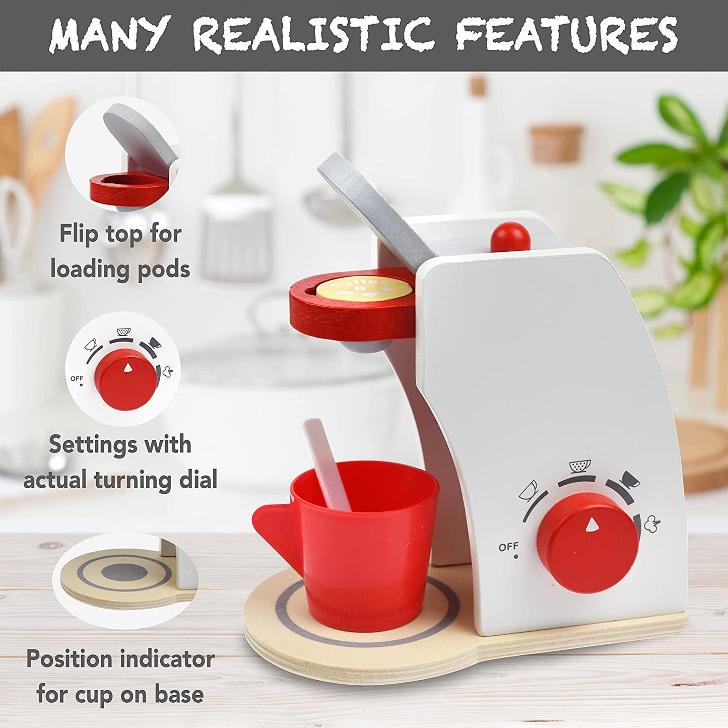 Wooden Pretend Play Coffee Maker Set