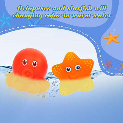 Baby Bath Toys for Kids Ages 1-3,No Hole Ocean Animal Bathtub Toys