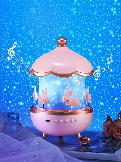 ✨ Star Light Projector for Kids – 6 Projection Films, 5 Color Modes, Rotating Rabbit Night Light |