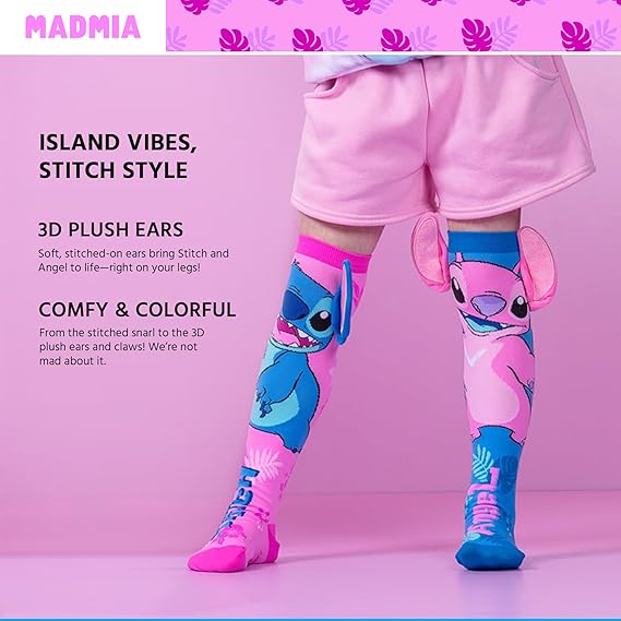 Stitch Knee-High Socks – Colorful Dress-Up Socks for Kids & Adults, Fun Crazy Sock Day Gift