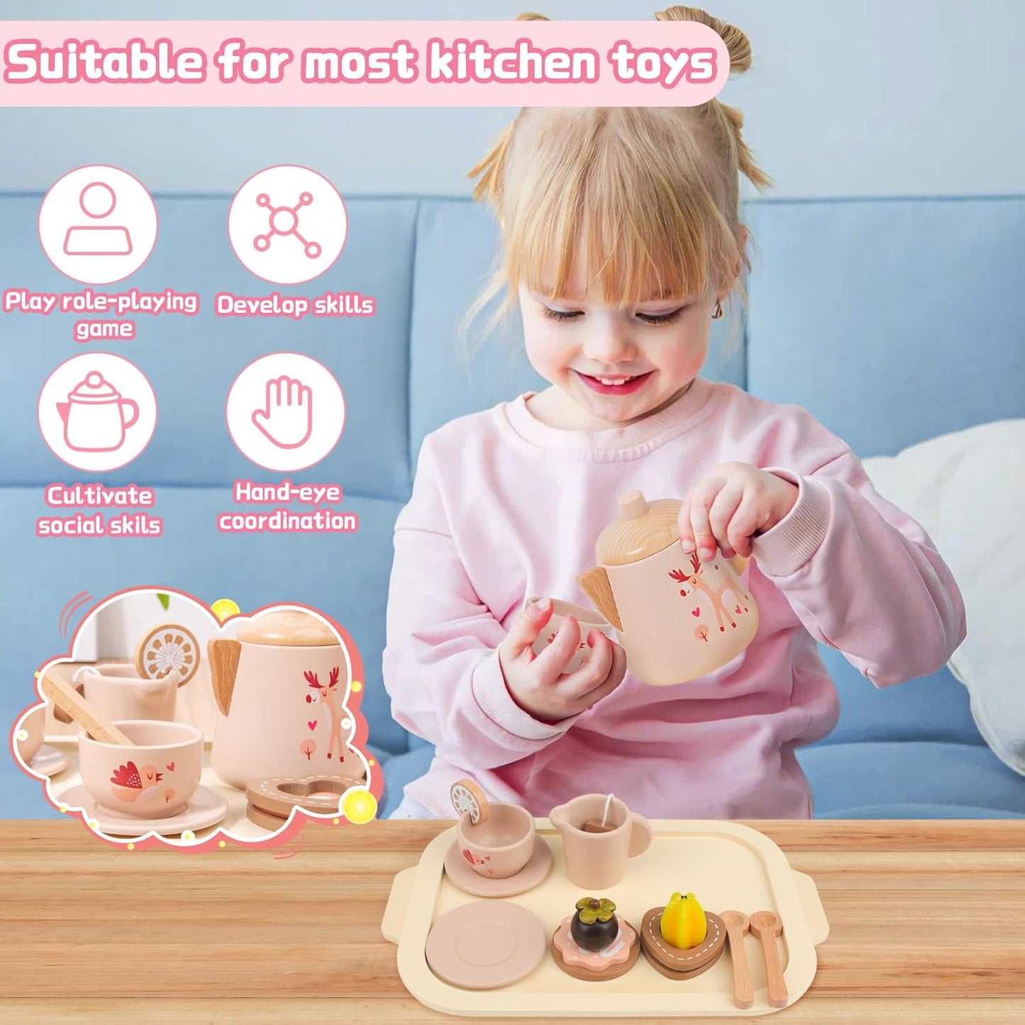 Wooden Afternoon Tea Set