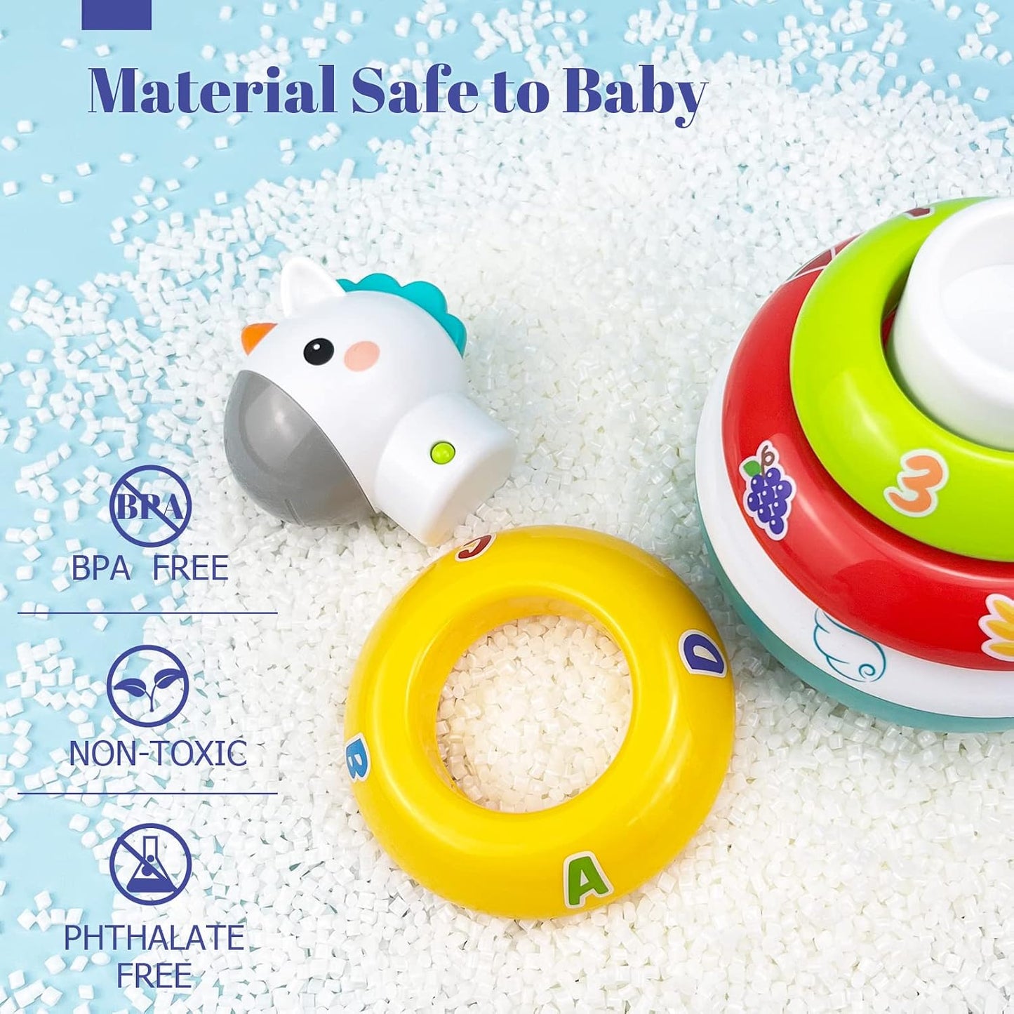 Baby Unicorn Stacking Rings Toys Mini Rainbow Montessori Roly Poly Toy