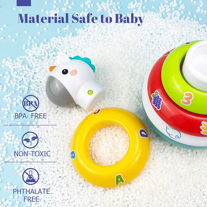 Baby Unicorn Stacking Rings Toys Mini Rainbow Montessori Roly Poly Toy