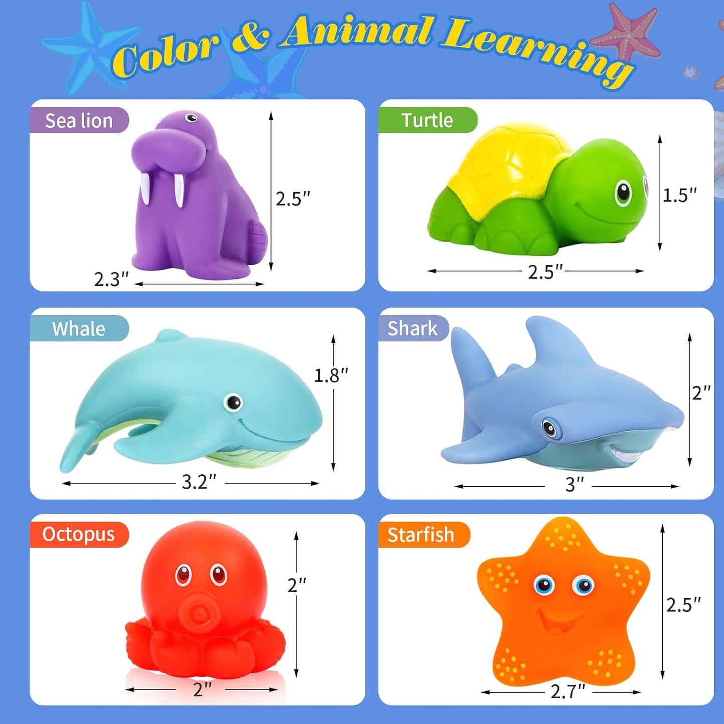 Baby Bath Toys for Kids Ages 1-3,No Hole Ocean Animal Bathtub Toys