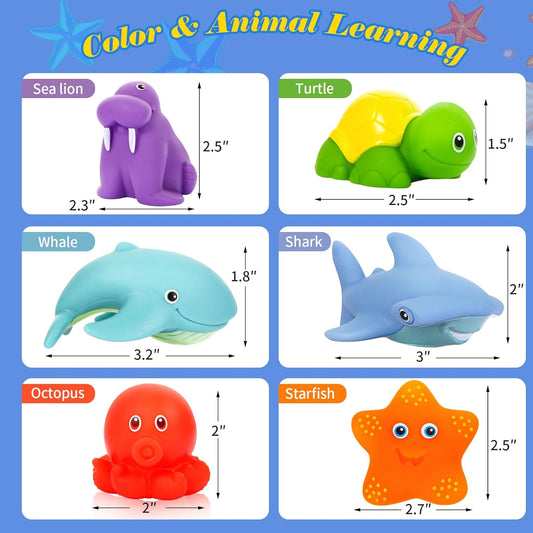 Baby Bath Toys for Kids Ages 1-3,No Hole Ocean Animal Bathtub Toys