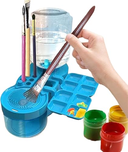 5-in-1 Paint Brush Cleaner with Water Circulation, Drain & Holder – For Acrylic, Watercolor & More