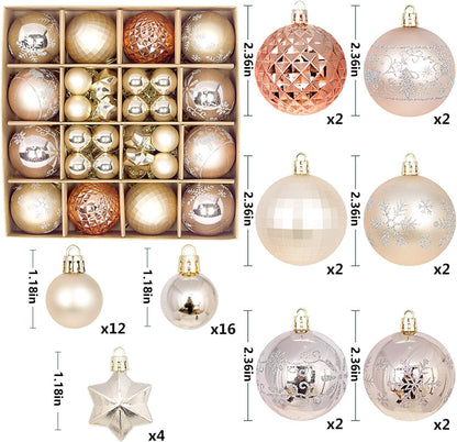 44 Pcs Champagne Rose Gold Baubles