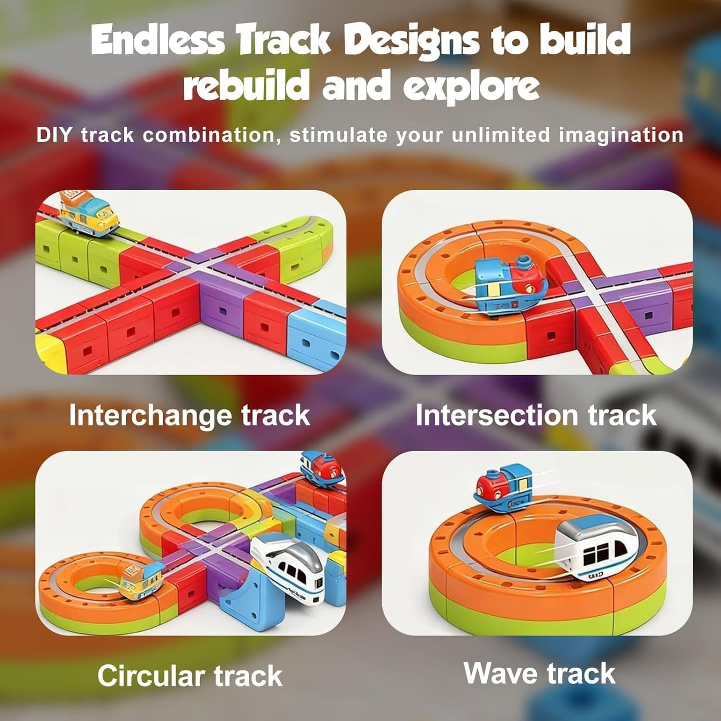 DIY Cube Track Magic Rail Train Set Of 51 Pcs