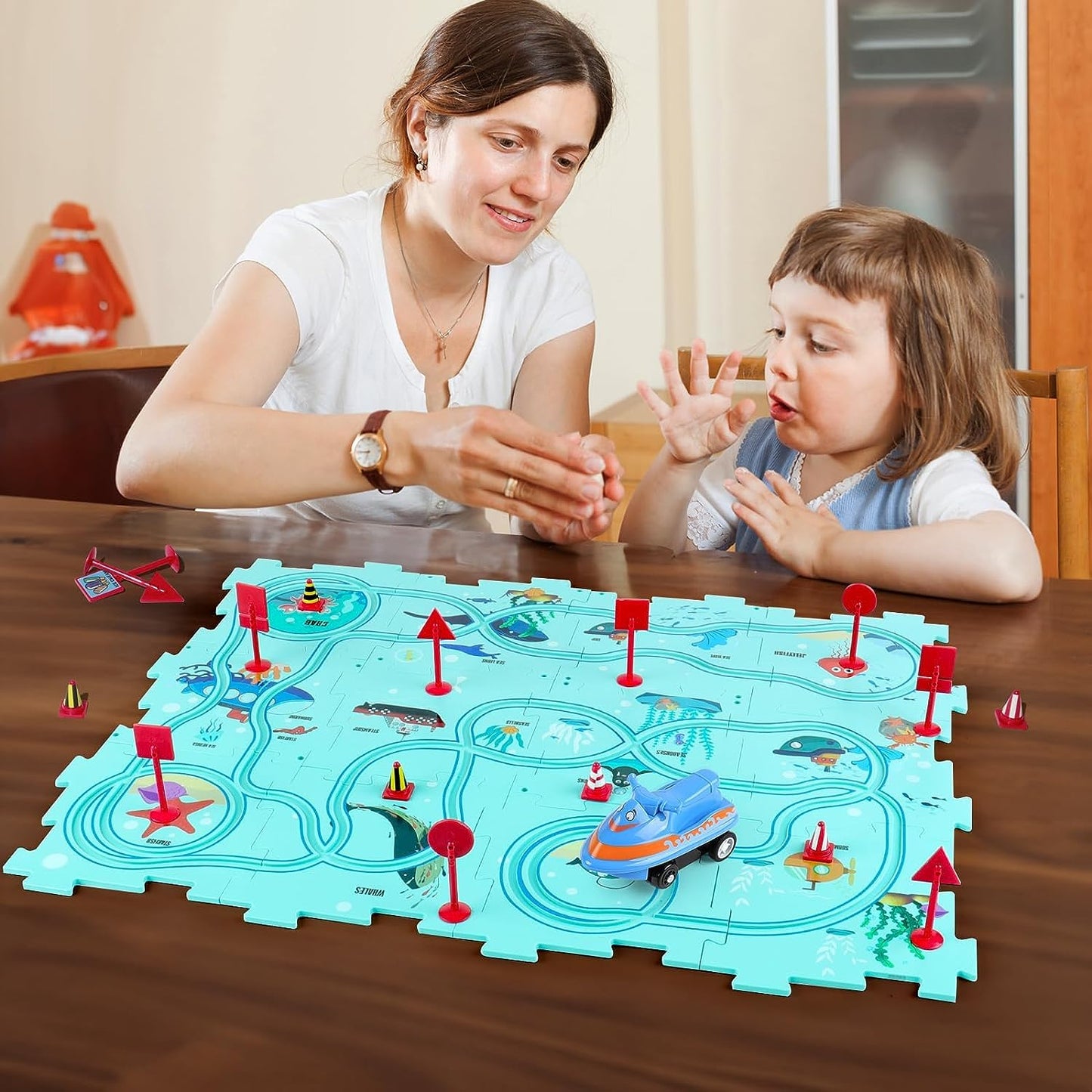 Rail Car Puzzle Track Car Play Set
