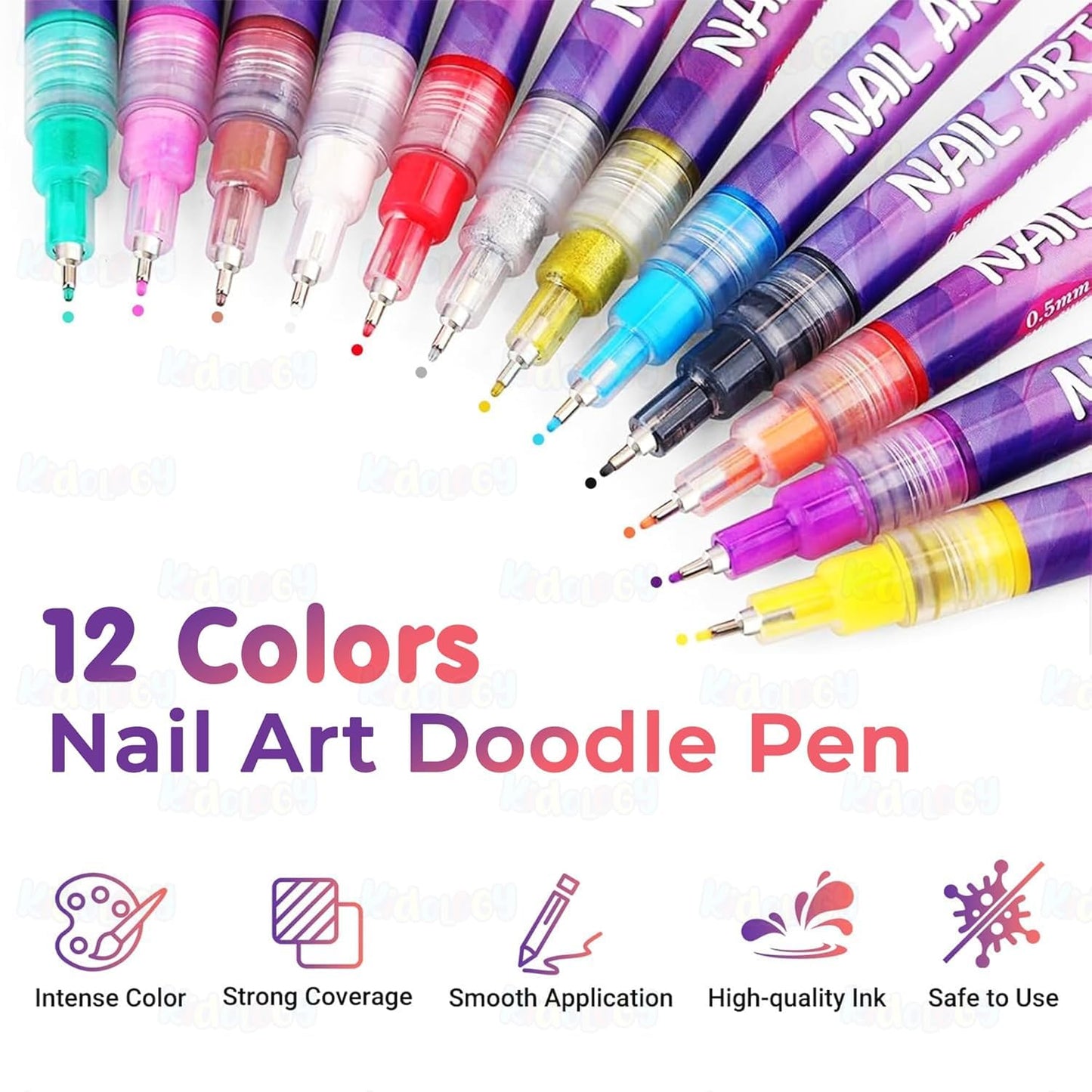 12 Colors DIY Nail Art Pens Set