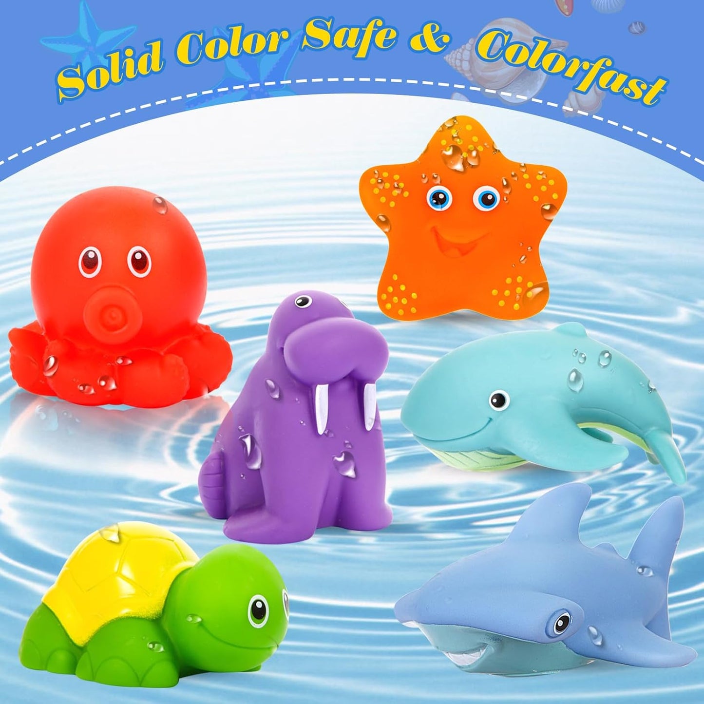 Baby Bath Toys for Kids Ages 1-3,No Hole Ocean Animal Bathtub Toys