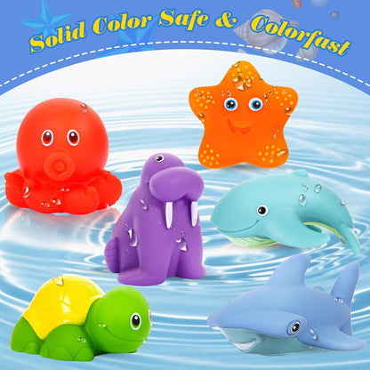 Baby Bath Toys for Kids Ages 1-3,No Hole Ocean Animal Bathtub Toys