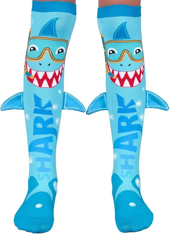 Shark Socks, Adorable knee-High Socks With Custom Made Plush Fins