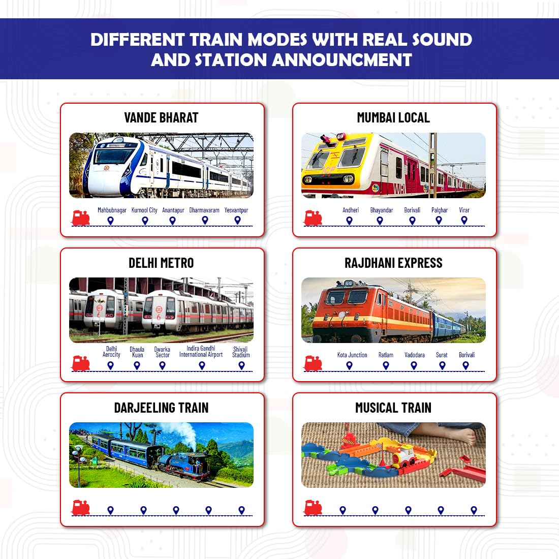Interlocking Train Set With rechargeable Engine