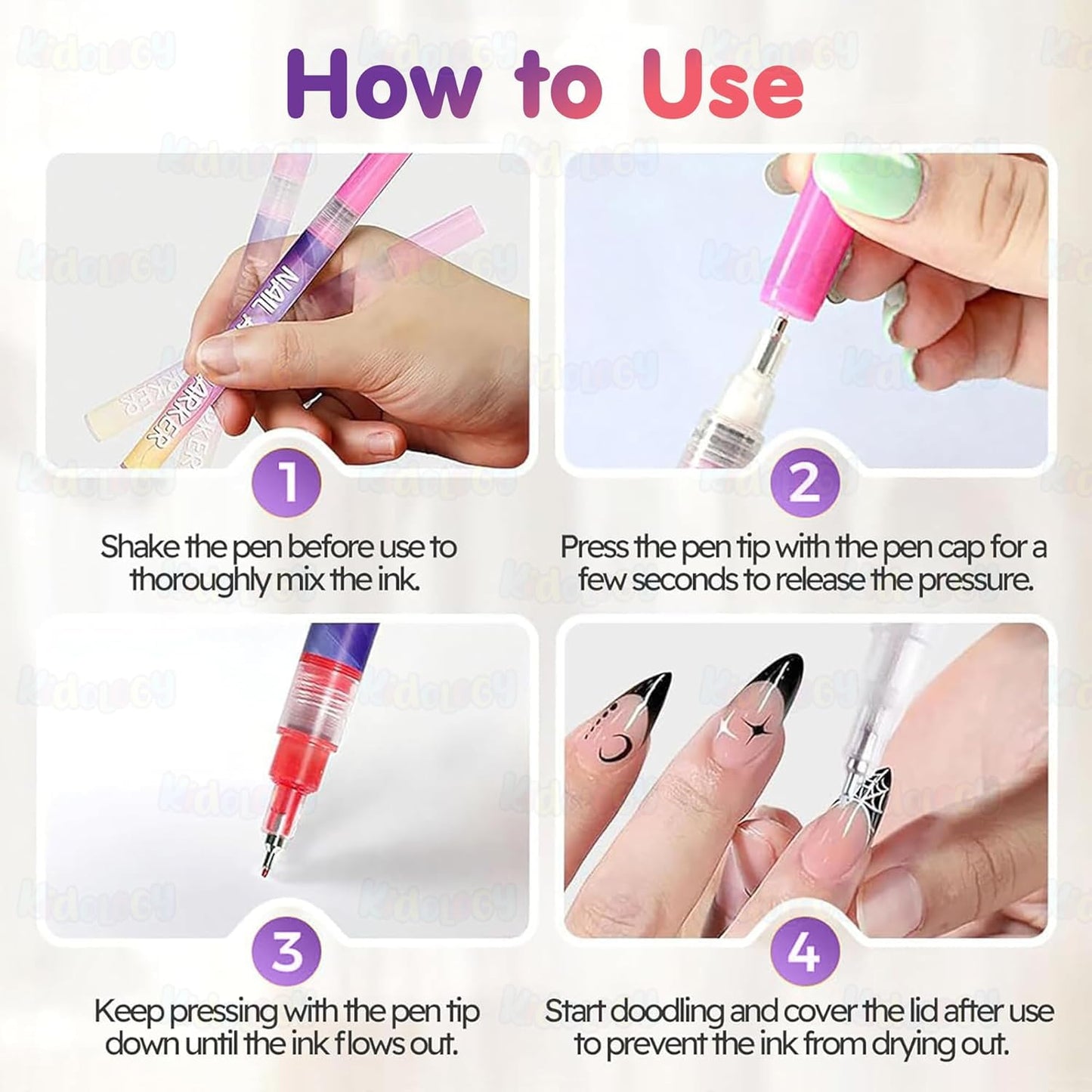 12 Colors DIY Nail Art Pens Set