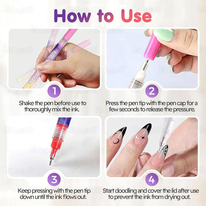 12 Colors DIY Nail Art Pens Set
