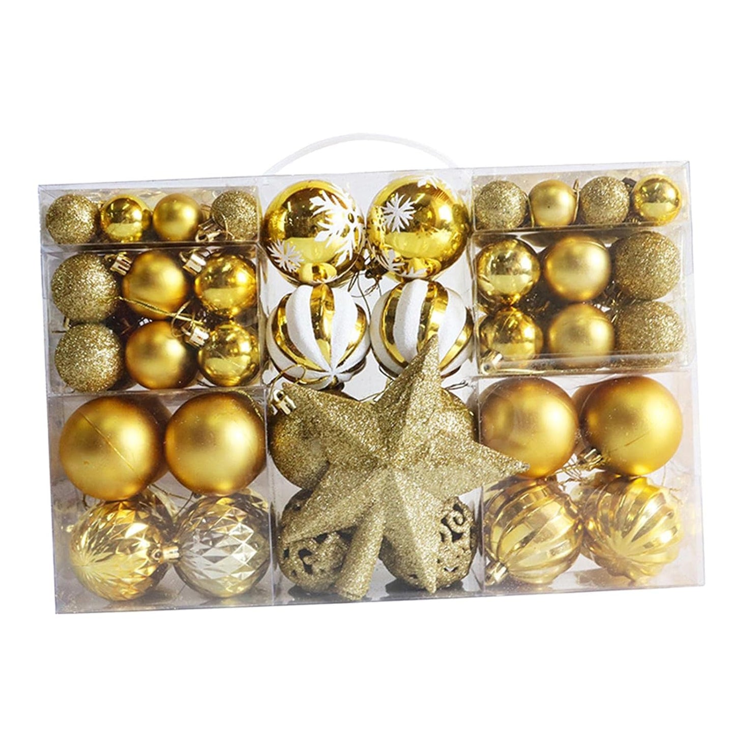 Golden Glam Baubles Set (100 Pcs + Topper)