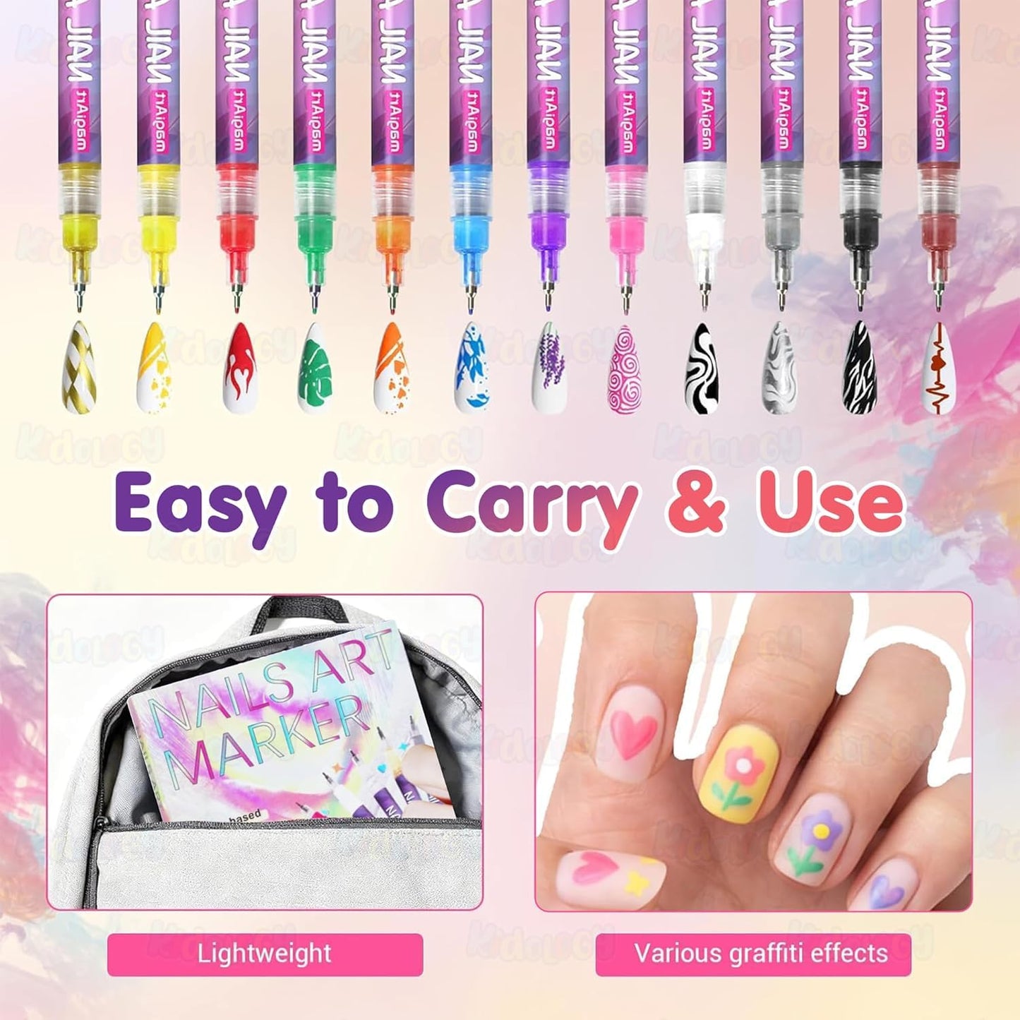 12 Colors DIY Nail Art Pens Set