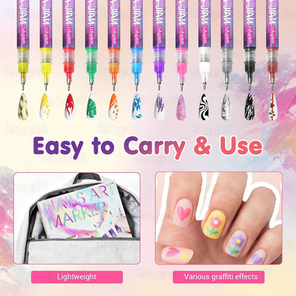 12 Colors DIY Nail Art Pens Set