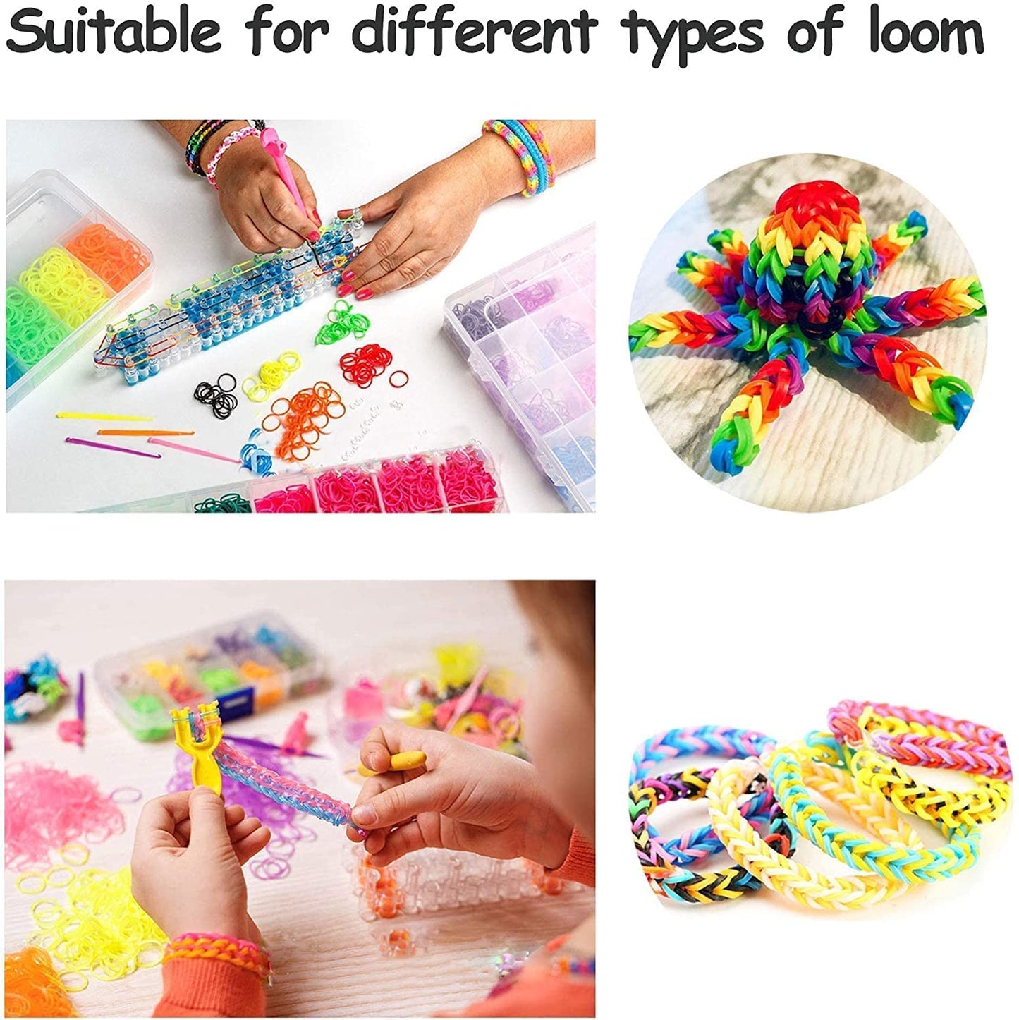 DIY Loom Band Kit -  Colorful Rubber Bands with Accessories