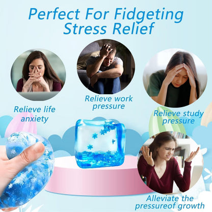 Cube Squishy Stress Ball, Slow-Rising Silicone Fidget Toy with Snowflake