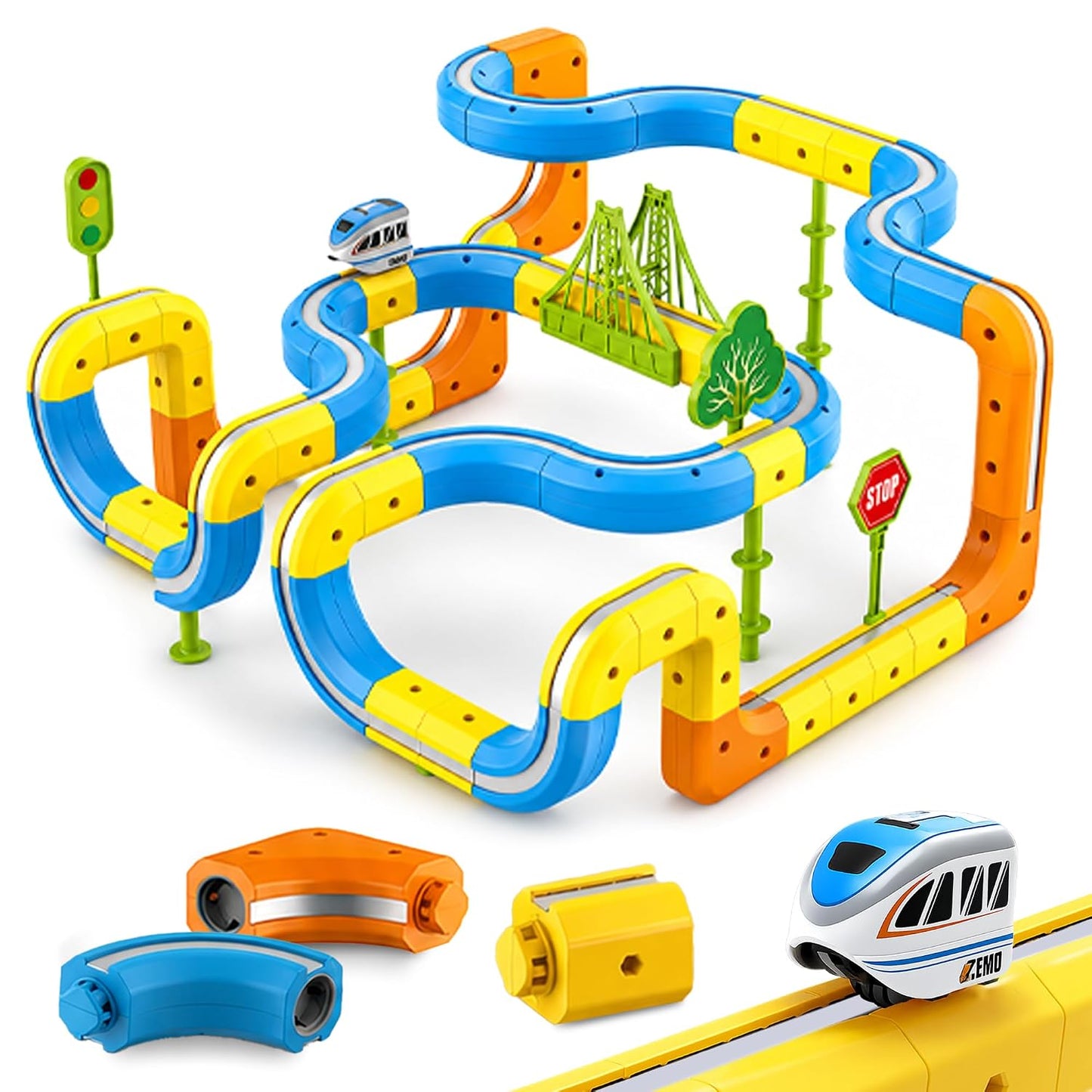 Kidology 108Pcs Magnetic Train Track Set for Kids