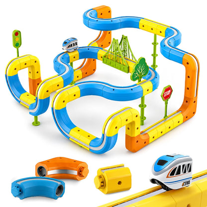 Kidology 108Pcs Magnetic Train Track Set for Kids