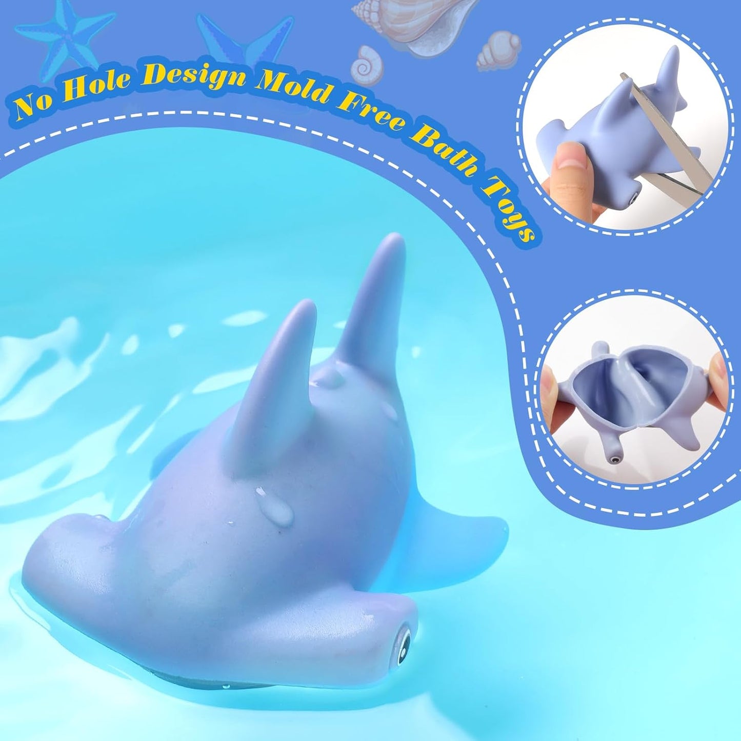 Baby Bath Toys for Kids Ages 1-3,No Hole Ocean Animal Bathtub Toys