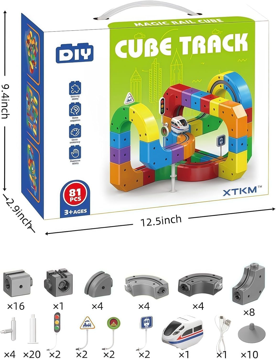Cube Track Train Toy for Kids Set