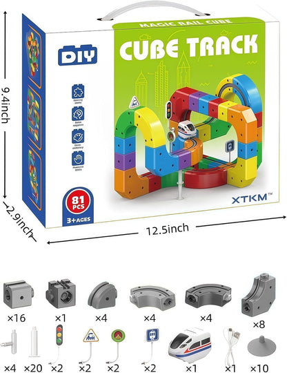 Cube Track Train Toy for Kids Set