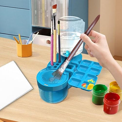 5-in-1 Paint Brush Cleaner with Water Circulation, Drain & Holder – For Acrylic, Watercolor & More