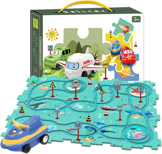 Rail Car Puzzle Track Car Play Set