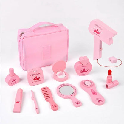 Cosmetic Makeup Kit - Playset Wooden Pretend Toy Makeup Toy Set for Kids