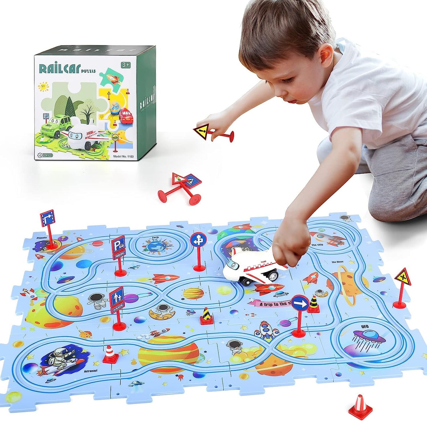 Rail Car Puzzle Track Car Play Set