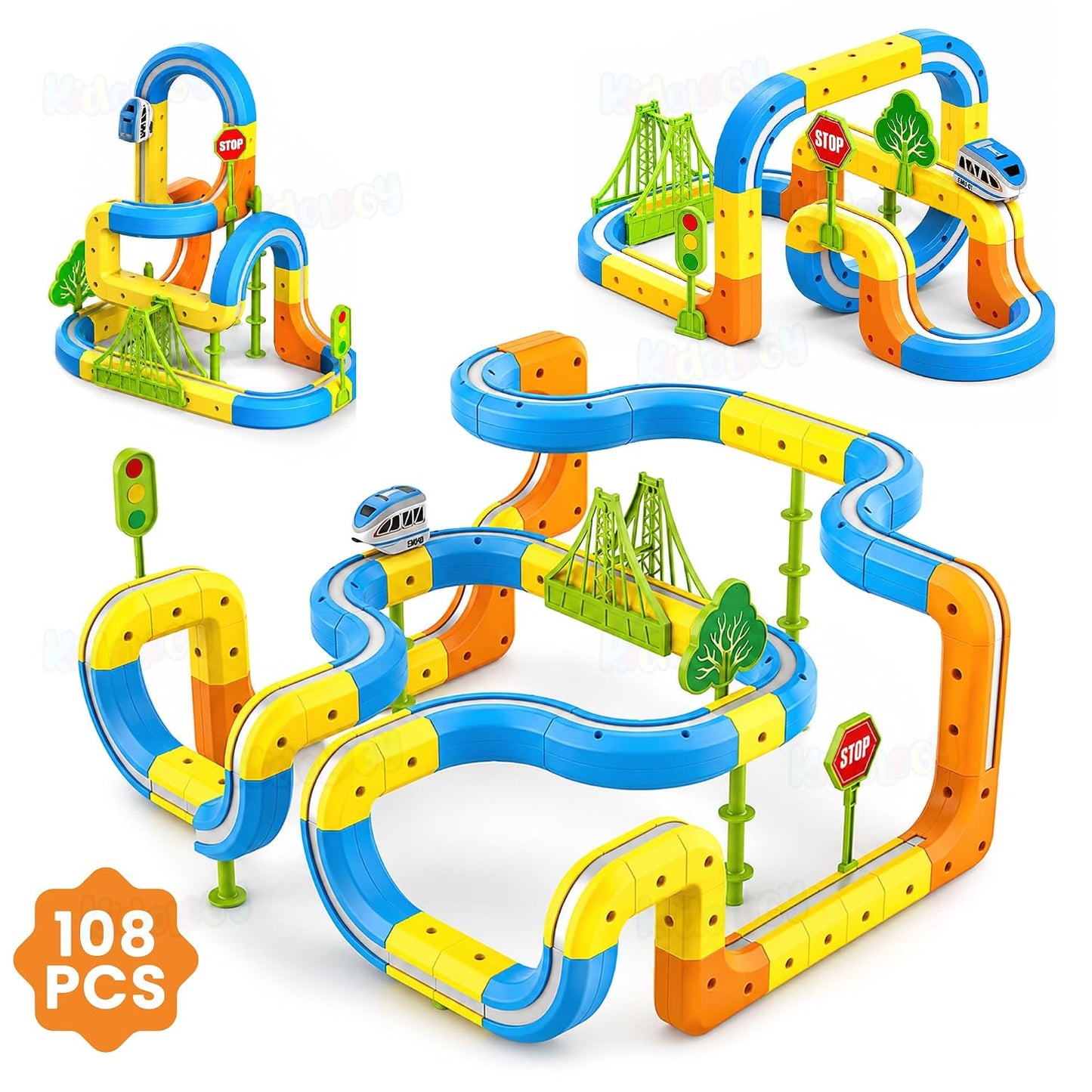 Kidology 108Pcs Magnetic Train Track Set for Kids