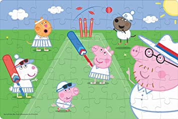 Peppa Pig Puzzle - Playing Cricket - 60 Piece Jigsaw Puzzle for Kids