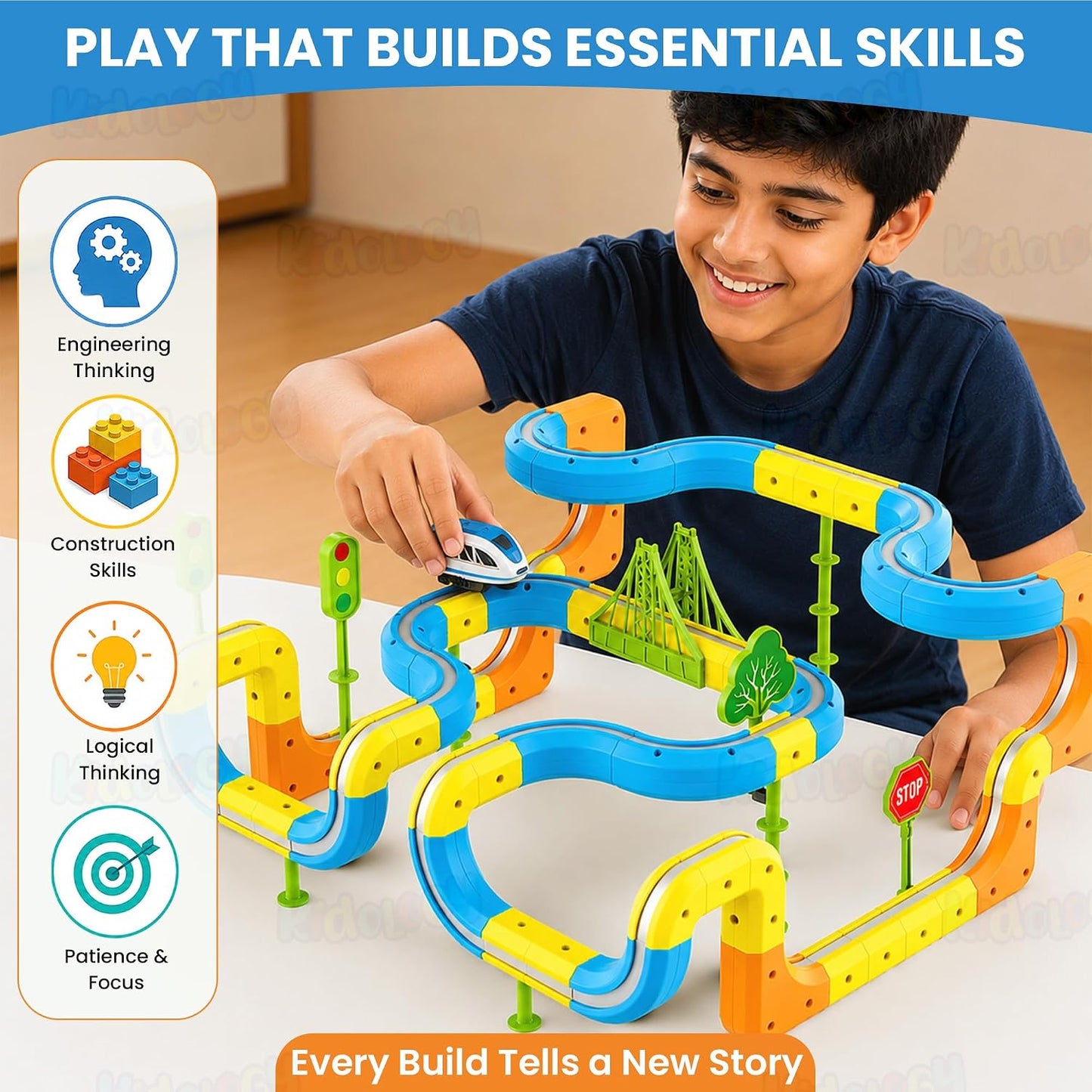 Kidology 108Pcs Magnetic Train Track Set for Kids