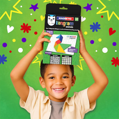 Tangram Brain Teaser Magnetic Puzzle Board Game for Kids
