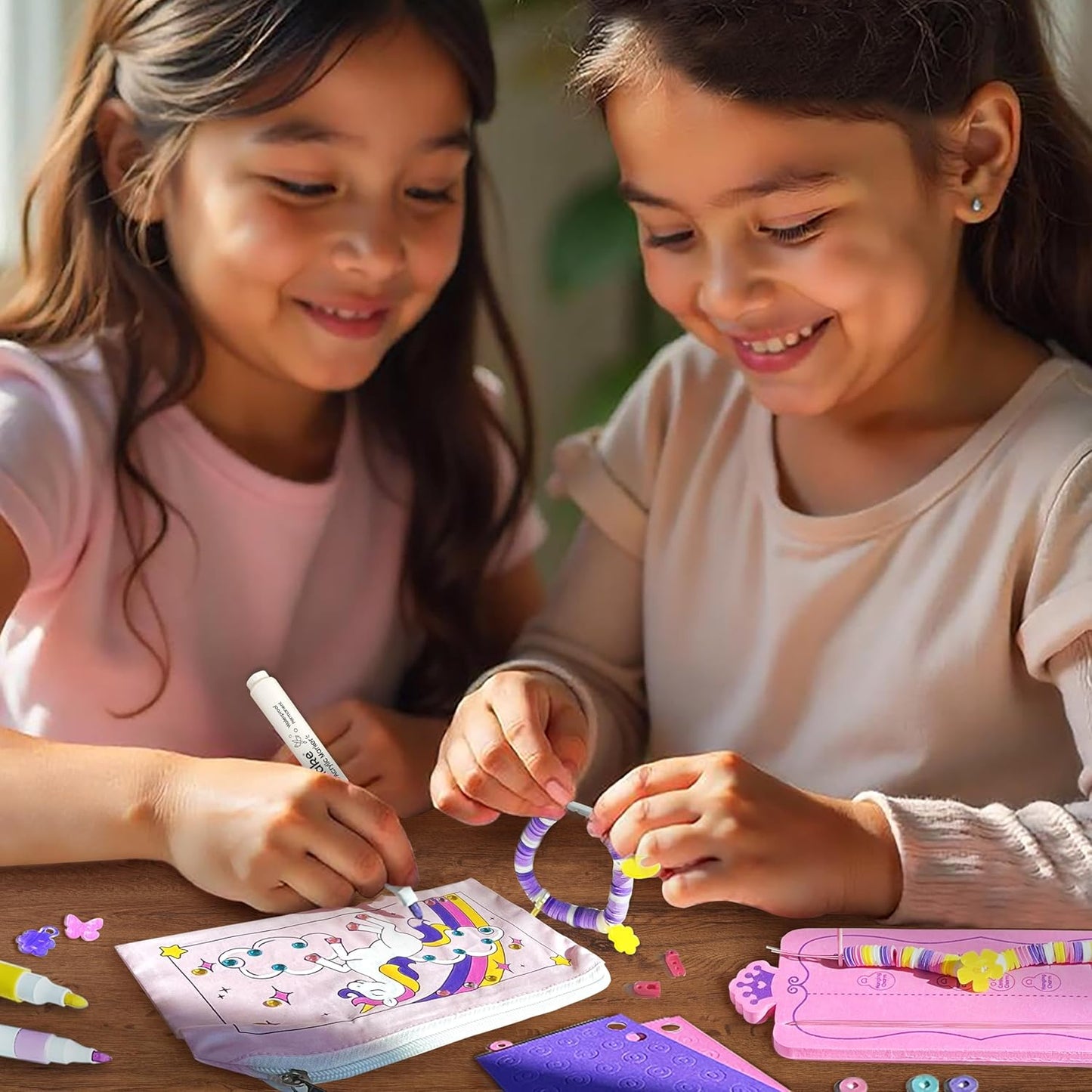 Unicorn Craft Kit for Girls – 20+ Mess-Free Activities | Includes Colouring, Bracelet Making, Magnetic Dress-Up Studio, Art & DIY Kit