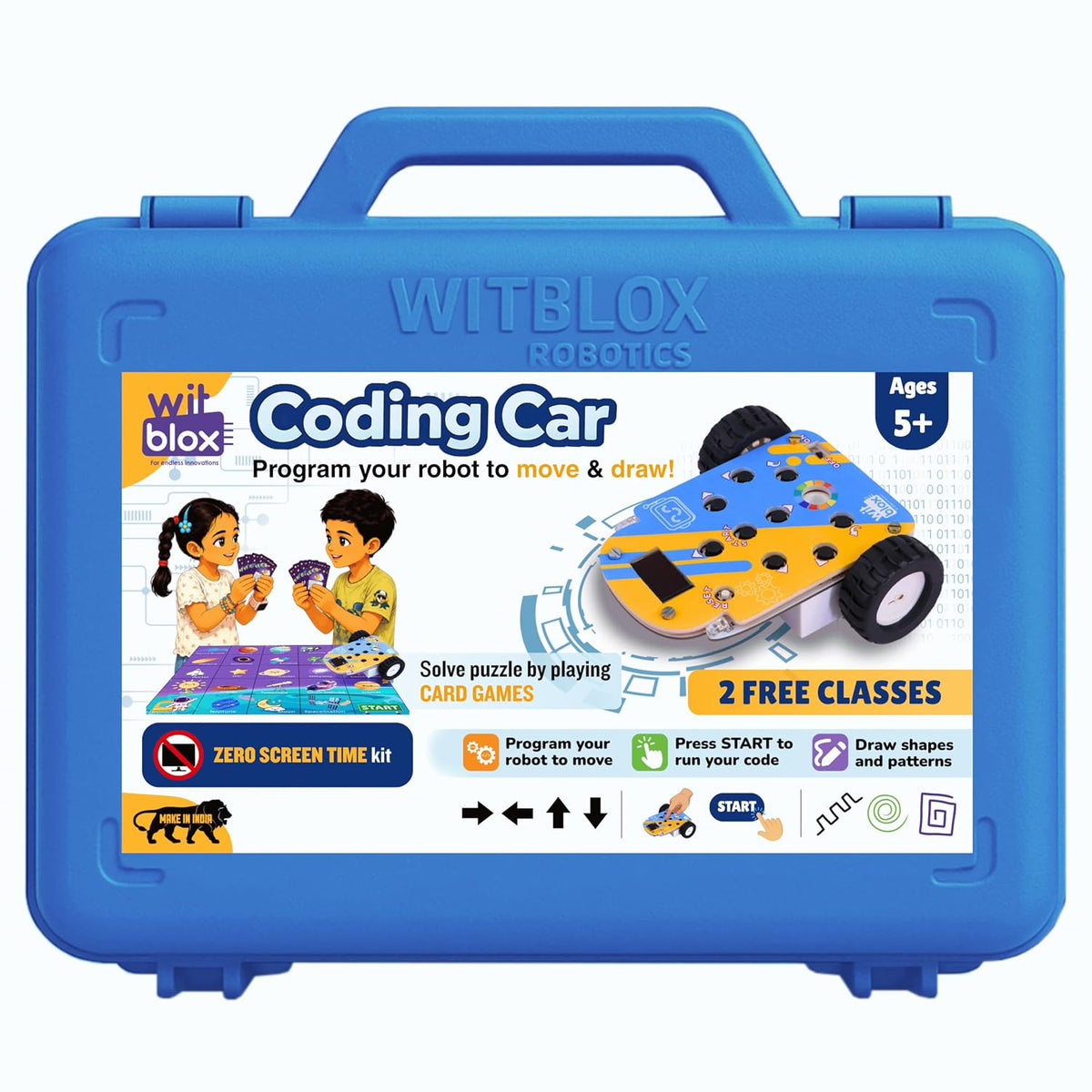 WitBlox Coding Car for Kids (5+ Years) | STEM Learning Toy | Draw & Move Robot | DIY Coding Kit with Map | Made in India|Free Classes