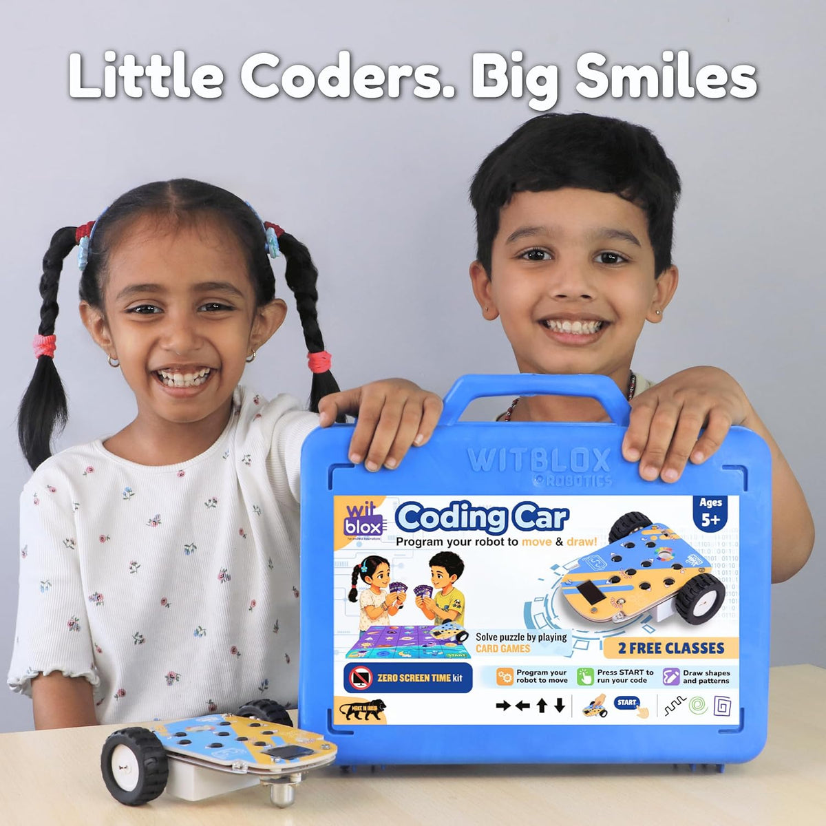 WitBlox Coding Car for Kids (5+ Years) | STEM Learning Toy | Draw & Move Robot | DIY Coding Kit with Map | Made in India|Free Classes