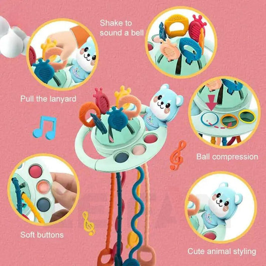 Silicone Pull String Activity Toy, Sensory Toys For Toddlers
