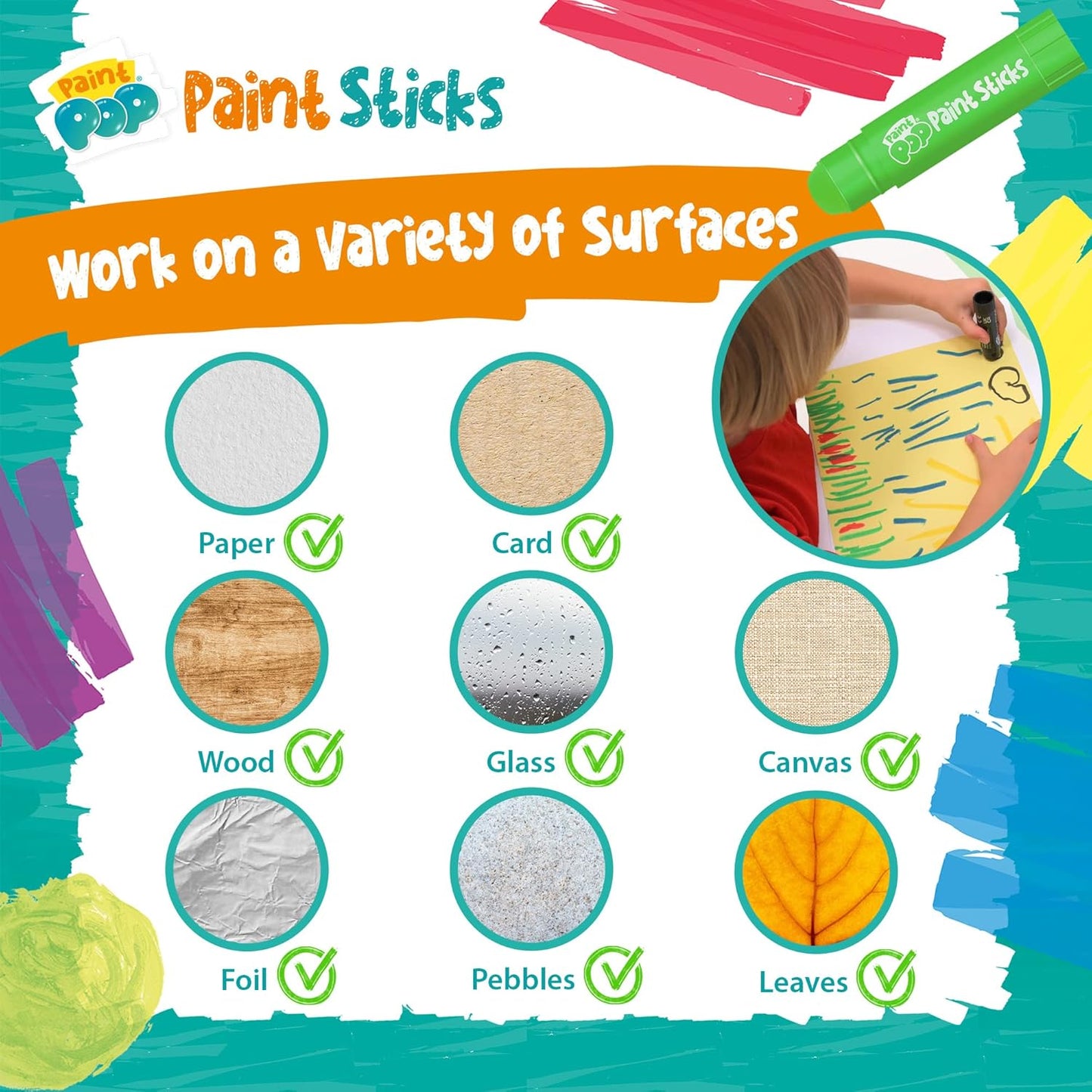 Paint Sticks For Kids - 12 Pack Assorted Colours - Twist & Paint