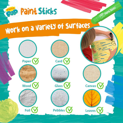 Paint Sticks For Kids - 12 Pack Assorted Colours - Twist & Paint