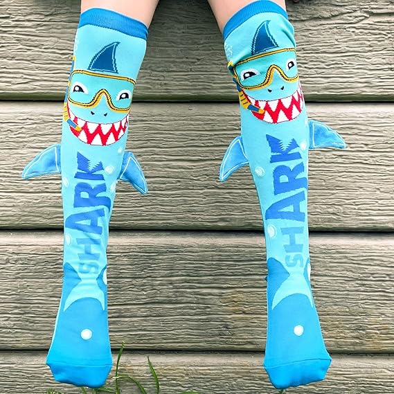 Shark Socks, Adorable knee-High Socks With Custom Made Plush Fins