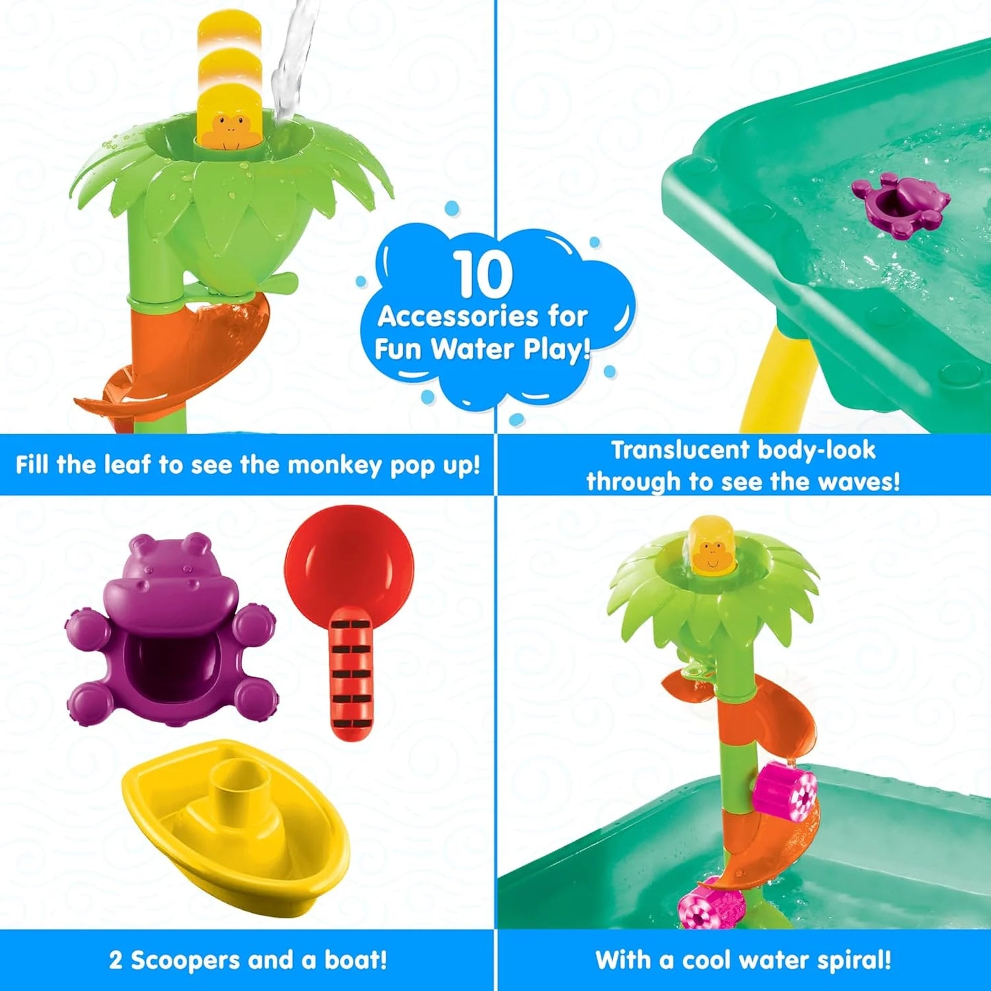 Splash & Fun Water Play Table | Interactive Sensory Toy for Toddlers | Includes Floating Toys & Water Wheels | Indoor & Outdoor Playset