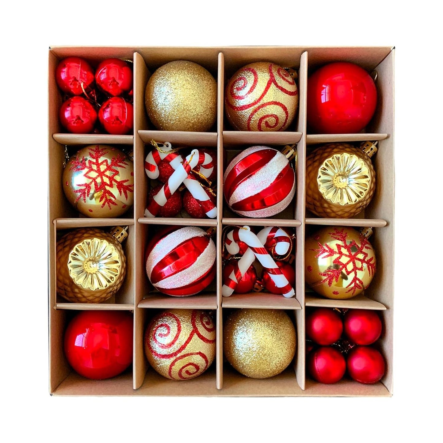 44 Pcs Red & Gold Baubles