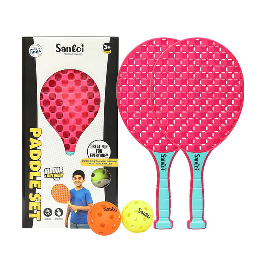 Paddle Ball Game Set with 2 Balls, Indoor Outdoor Play Set for Kids 3+ Years