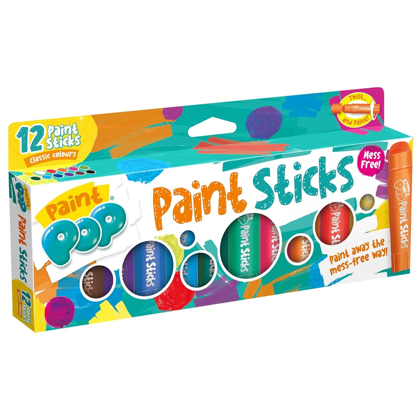 Paint Sticks For Kids - 12 Pack Assorted Colours - Twist & Paint