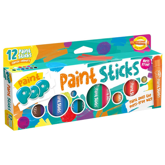 Paint Sticks For Kids - 12 Pack Assorted Colours - Twist & Paint
